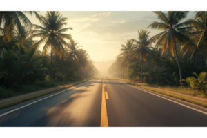 南国の静かな通りで考えごとをしているイメージ画像