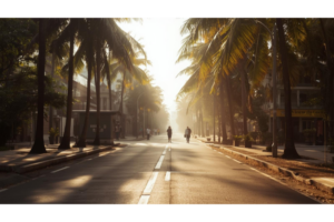 南国の静かな通りと穏やかな朝の空気感を表したイメージ画像