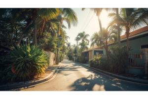 南国の住宅街の日常の細部が伝わるイメージ画像