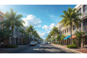 南国の街でちょうどよい規模感が伝わる日常のイメージ画像