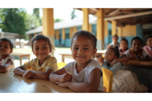 南国の学校で穏やかに過ごしている子どものイメージ画像